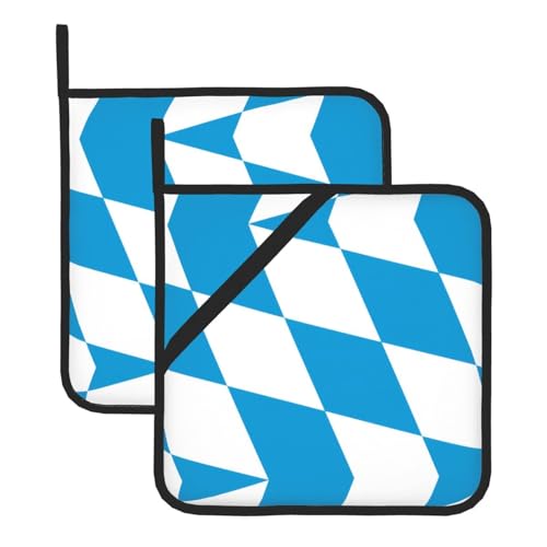 Topflappen-Sets mit Bayerischer Flagge, hitzebeständige Topflappen, Küchenofenhandschuhe zum Backen, Grillen und Mikrowellenherd Topflappen-Sets mit Bayerischer Flagge, hitzebeständige Topflappen, Küchenofenhandschuhe zum Backen, Grillen und Mikrowellenherd von JaoXer