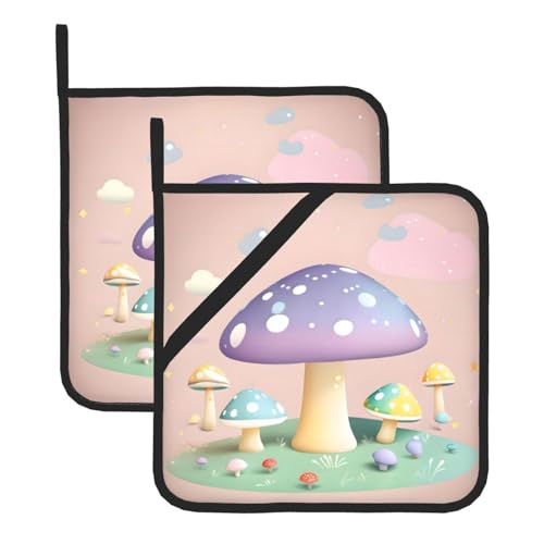 Topflappen-Sets mit Cartoon-Pilz-Druck, hitzebeständige Topflappen, Küchenofenhandschuhe zum Backen, Grillen und für die Mikrowelle Topflappen-Sets mit Cartoon-Pilz-Druck, hitzebeständige Topflappen, Küchenofenhandschuhe zum Backen, Grillen und für die Mikrowelle von JaoXer