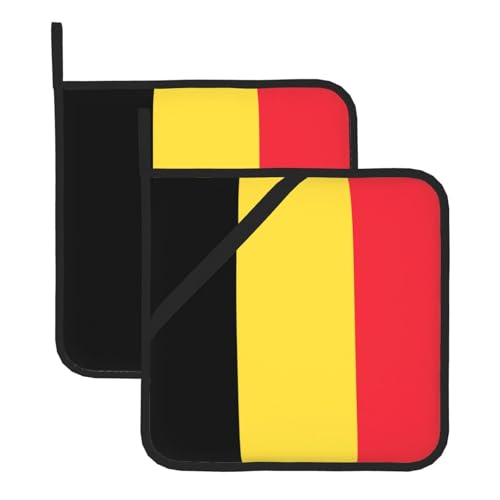 Topflappen-Sets mit Flagge von Belgien, hitzebeständige Topflappen, Küchenofenhandschuhe zum Backen, Grillen und Mikrowellenherd Topflappen-Sets mit Flagge von Belgien, hitzebeständige Topflappen, Küchenofenhandschuhe zum Backen, Grillen und Mikrowellenherd von JaoXer