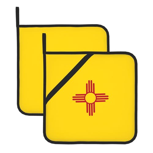 Topflappen-Sets mit Flagge von New Mexico – hitzebeständige Topflappen, Küchenofenhandschuhe zum Backen, Grillen und für die Mikrowelle Topflappen-Sets mit Flagge von New Mexico – hitzebeständige Topflappen, Küchenofenhandschuhe zum Backen, Grillen und für die Mikrowelle von JaoXer