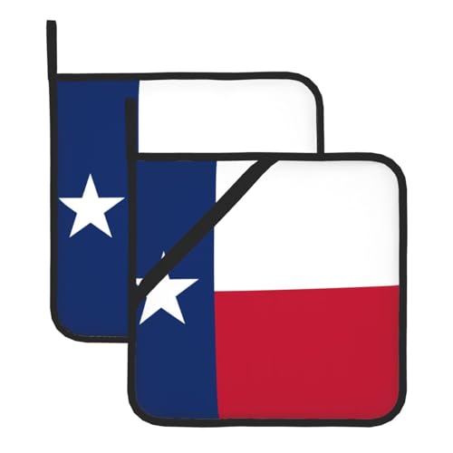Topflappen-Sets mit Flagge von Texas, hitzebeständige Topflappen, Küchenofenhandschuhe zum Backen, Grillen und für die Mikrowelle Topflappen-Sets mit Flagge von Texas, hitzebeständige Topflappen, Küchenofenhandschuhe zum Backen, Grillen und für die Mikrowelle von JaoXer