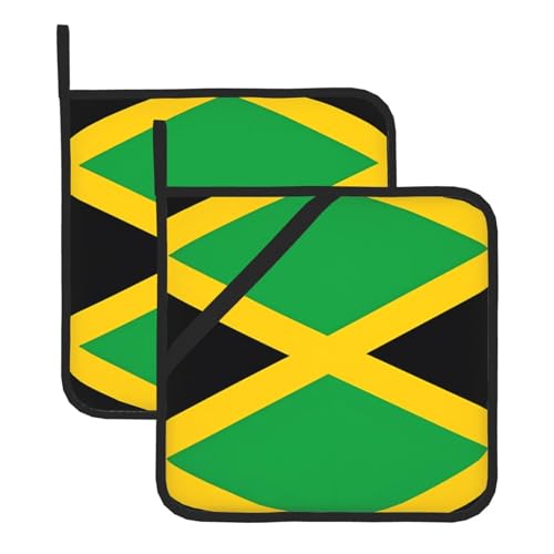 Topflappen-Sets mit Jamaika-Flagge, hitzebeständige Topflappen, Küchenofenhandschuhe zum Backen, Grillen und für die Mikrowelle Topflappen-Sets mit Jamaika-Flagge, hitzebeständige Topflappen, Küchenofenhandschuhe zum Backen, Grillen und für die Mikrowelle von JaoXer
