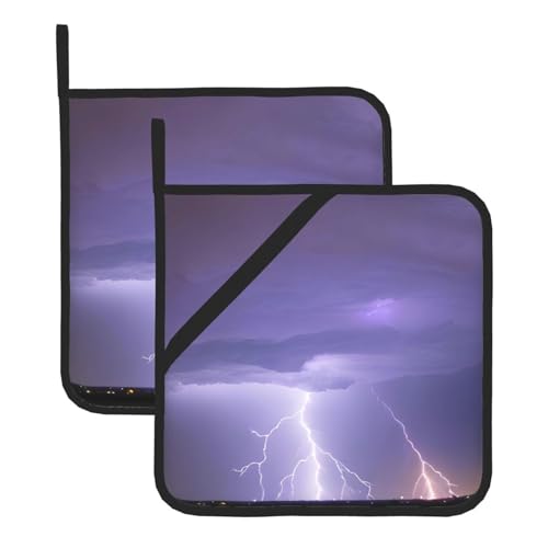 Topflappen-Sets mit Lightning-Sturm-Aufdruck – hitzebeständige Topflappen, Küchenofenhandschuhe zum Backen, Grillen und für die Mikrowelle Topflappen-Sets mit Lightning-Sturm-Aufdruck – hitzebeständige Topflappen, Küchenofenhandschuhe zum Backen, Grillen und für die Mikrowelle von JaoXer