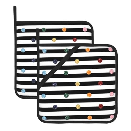 Topflappen-Sets mit Regenbogen-Punkten, Schwarz und Weiß, für Küche und Grill, hitzebeständige Hotpads und Topflappen, perfekt zum Backen, Grillen Topflappen-Sets mit Regenbogen-Punkten, Schwarz und Weiß, für Küche und Grill, hitzebeständige Hotpads und Topflappen, perfekt zum Backen, Grillen von JaoXer