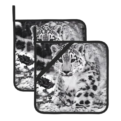 Topflappen-Sets mit Schneeleopard für Küche und Grill, hitzebeständige Hotpads und Topflappen, perfekt zum Backen, Grillen Topflappen-Sets mit Schneeleopard für Küche und Grill, hitzebeständige Hotpads und Topflappen, perfekt zum Backen, Grillen von JaoXer
