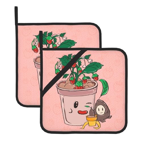 Topflappen-Sets mit Sonnenblumenkernen und Erdbeeren, hitzebeständige Topflappen, Küchenofenhandschuhe zum Backen, Grillen und für die Mikrowelle Topflappen-Sets mit Sonnenblumenkernen und Erdbeeren, hitzebeständige Topflappen, Küchenofenhandschuhe zum Backen, Grillen und für die Mikrowelle von JaoXer