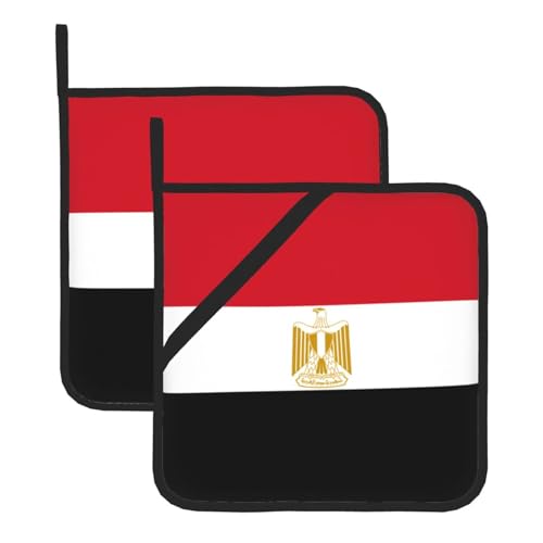 Topflappen-Sets mit ägyptischer Flagge, hitzebeständige Topflappen, Küchenofenhandschuhe zum Backen, Grillen und für die Mikrowelle Topflappen-Sets mit ägyptischer Flagge, hitzebeständige Topflappen, Küchenofenhandschuhe zum Backen, Grillen und für die Mikrowelle von JaoXer