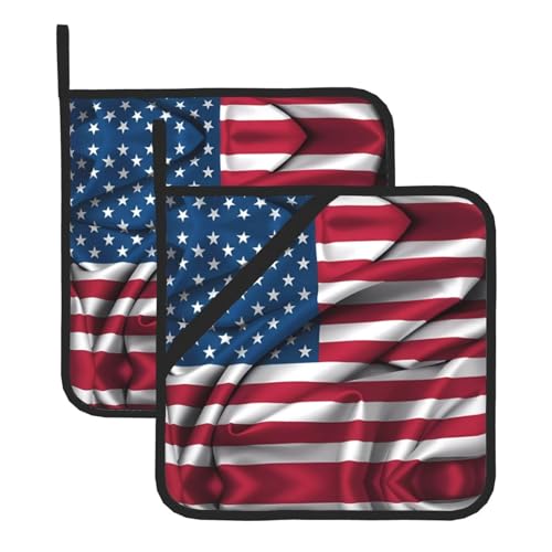 Topflappen-Sets mit amerikanischer Flagge, hitzebeständige Topflappen, Küchenofenhandschuhe zum Backen, Grillen und für die Mikrowelle Topflappen-Sets mit amerikanischer Flagge, hitzebeständige Topflappen, Küchenofenhandschuhe zum Backen, Grillen und für die Mikrowelle von JaoXer