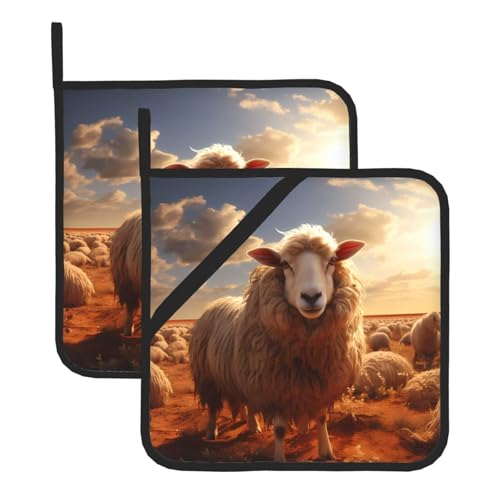Topflappen-Sets mit australischem Schaf-Druck, hitzebeständige Topflappen, Küchenofenhandschuhe zum Backen, Grillen und für die Mikrowelle Topflappen-Sets mit australischem Schaf-Druck, hitzebeständige Topflappen, Küchenofenhandschuhe zum Backen, Grillen und für die Mikrowelle von JaoXer