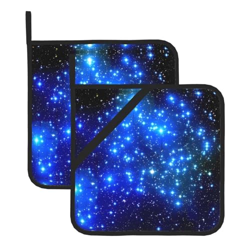 Topflappen-Sets mit blauen leuchtenden Sternen für Küche und Grill, hitzebeständige Hotpads und Topflappen, perfekt zum Backen, Grillen Topflappen-Sets mit blauen leuchtenden Sternen für Küche und Grill, hitzebeständige Hotpads und Topflappen, perfekt zum Backen, Grillen von JaoXer