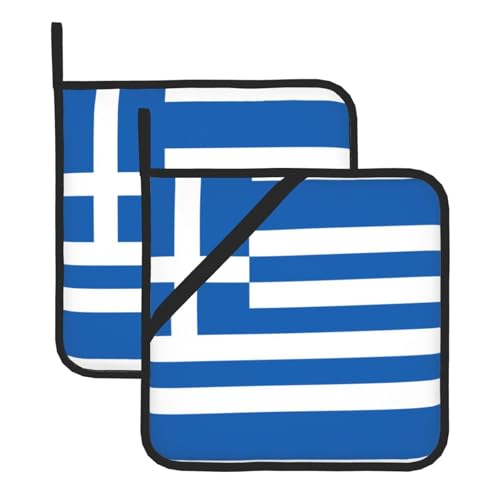 Topflappen-Sets mit griechischer Flagge, hitzebeständige Topflappen, Küchenofenhandschuhe zum Backen, Grillen und für die Mikrowelle Topflappen-Sets mit griechischer Flagge, hitzebeständige Topflappen, Küchenofenhandschuhe zum Backen, Grillen und für die Mikrowelle von JaoXer
