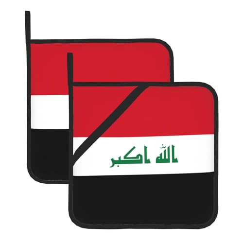 Topflappen-Sets mit irakischer Flagge, hitzebeständige Topflappen, Küchenofenhandschuhe zum Backen, Grillen und für die Mikrowelle Topflappen-Sets mit irakischer Flagge, hitzebeständige Topflappen, Küchenofenhandschuhe zum Backen, Grillen und für die Mikrowelle von JaoXer