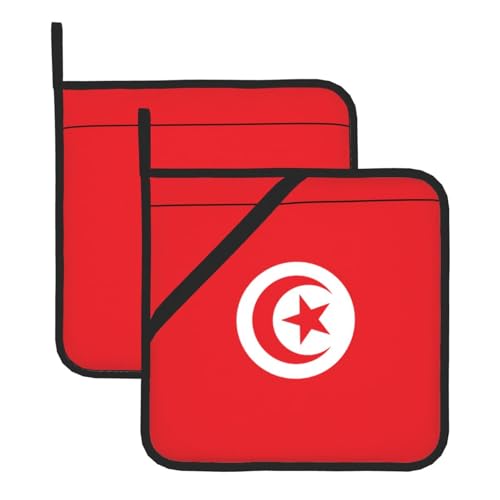 Topflappen-Sets mit tunesischer Flagge, hitzebeständige Topflappen, Küchenofenhandschuhe zum Backen, Grillen und Mikrowellenherd Topflappen-Sets mit tunesischer Flagge, hitzebeständige Topflappen, Küchenofenhandschuhe zum Backen, Grillen und Mikrowellenherd von JaoXer