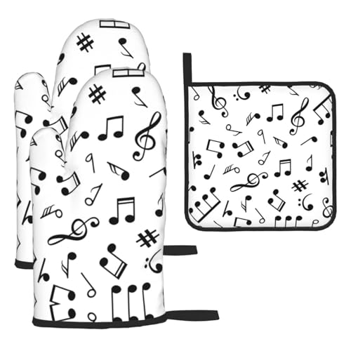 Topflappen mit Musik-Thema, 3-teiliges Küchen-Topflappen-Set, hitzebeständig, perfekt zum Backen, Grillen und Mikrowellenofen Topflappen mit Musik-Thema, 3-teiliges Küchen-Topflappen-Set, hitzebeständig, perfekt zum Backen, Grillen und Mikrowellenofen von JaoXer