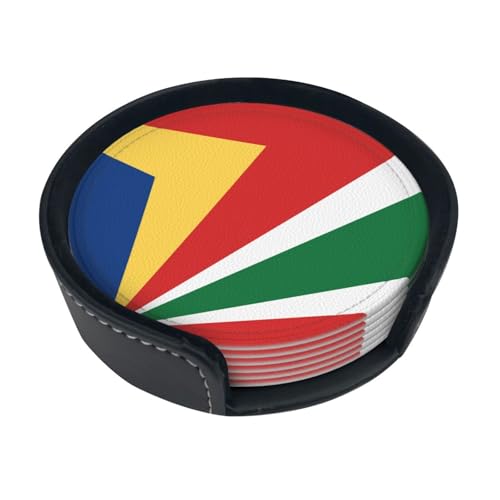 Untersetzer mit Flagge der Seychellen, saugfähig, rund, 6 Stück, Leder, für Zuhause, Küche, Bar, Kaffee, Büro Untersetzer mit Flagge der Seychellen, saugfähig, rund, 6 Stück, Leder, für Zuhause, Küche, Bar, Kaffee, Büro von JaoXer