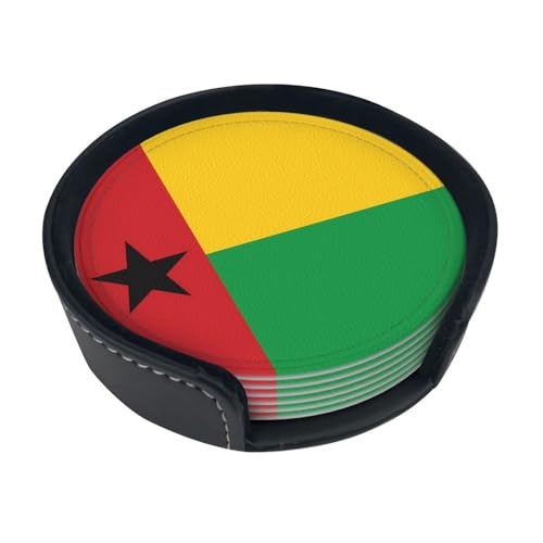 Untersetzer mit Flagge von Guinea-Bissau-Druck, saugfähig, rund, 6 Stück, Lederuntersetzer für Zuhause, Küche, Bar, Kaffee, Büro Untersetzer mit Flagge von Guinea-Bissau-Druck, saugfähig, rund, 6 Stück, Lederuntersetzer für Zuhause, Küche, Bar, Kaffee, Büro von JaoXer