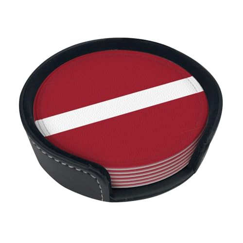 Untersetzer mit Flagge von Lettland, saugfähig, rund, 6 Stück, Leder, für Zuhause, Küche, Bar, Kaffee, Büro Untersetzer mit Flagge von Lettland, saugfähig, rund, 6 Stück, Leder, für Zuhause, Küche, Bar, Kaffee, Büro von JaoXer