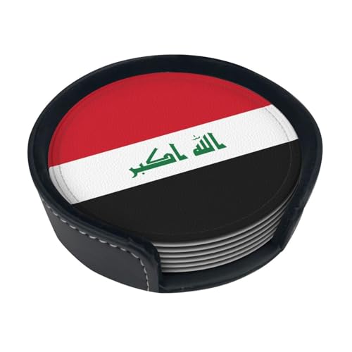 Untersetzer mit irakischer Flagge, saugfähig, rund, 6 Stück, Leder, für Zuhause, Küche, Bar, Kaffee, Büro Untersetzer mit irakischer Flagge, saugfähig, rund, 6 Stück, Leder, für Zuhause, Küche, Bar, Kaffee, Büro von JaoXer