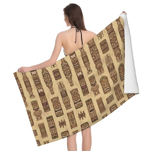 Vintage Aloha Tiki Muster Badetuch-Set – weiche Mikrofaser-Badetücher – perfekt für Zuhause, Fitnessstudio, Strand und Reisen Vintage Aloha Tiki Muster Badetuch-Set – weiche Mikrofaser-Badetücher – perfekt für Zuhause, Fitnessstudio, Strand und Reisen von JaoXer