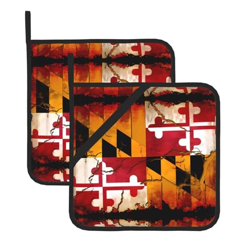 Vintage Topflappen aus Holz mit Maryland-Flagge, hitzebeständige Topflappen, Küchenofenhandschuhe zum Backen, Grillen und für die Mikrowelle Vintage Topflappen aus Holz mit Maryland-Flagge, hitzebeständige Topflappen, Küchenofenhandschuhe zum Backen, Grillen und für die Mikrowelle von JaoXer