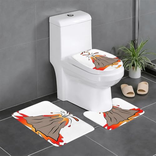 Volcano 3-teiliges Badezimmerteppich-Set, WC-Bodenteppich, Badewanne, Dusche, waschbare Matten – bequeme und langlebige Badteppiche Volcano 3-teiliges Badezimmerteppich-Set, WC-Bodenteppich, Badewanne, Dusche, waschbare Matten – bequeme und langlebige Badteppiche von JaoXer