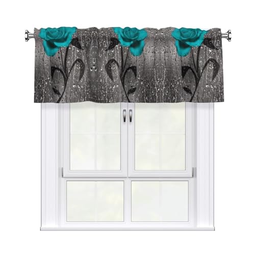 Vorhang mit Rosen-Motiv, 137,2 x 45,7 cm, Blaugrün, für Zuhause, perfekt für Badezimmer, Waschküche Vorhang mit Rosen-Motiv, 137,2 x 45,7 cm, Blaugrün, für Zuhause, perfekt für Badezimmer, Waschküche von JaoXer