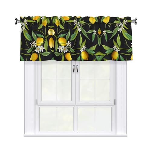 Vorhang mit Zitronen- und Blumendruck, 137,2 x 45,7 cm, Fensterdekoration für Heimdekoration, perfekt für Badezimmer, Waschküche Vorhang mit Zitronen- und Blumendruck, 137,2 x 45,7 cm, Fensterdekoration für Heimdekoration, perfekt für Badezimmer, Waschküche von JaoXer