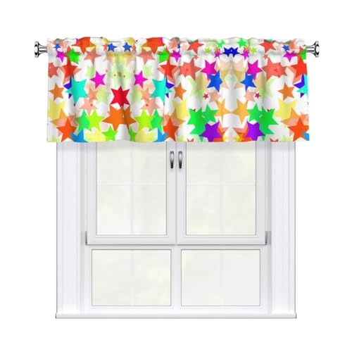 Vorhang mit buntem Sternendruck, 137,2 x 45,7 cm, Fensterdekoration für Heimdekoration, perfekt für Badezimmer, Waschküche Vorhang mit buntem Sternendruck, 137,2 x 45,7 cm, Fensterdekoration für Heimdekoration, perfekt für Badezimmer, Waschküche von JaoXer