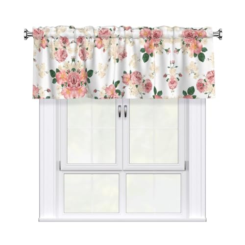 Vorhang mit rosa Rosen und Blättern, 137,2 x 45,7 cm, Fensterdekoration für Heimdekoration, perfekt für Badezimmer, Waschküche Vorhang mit rosa Rosen und Blättern, 137,2 x 45,7 cm, Fensterdekoration für Heimdekoration, perfekt für Badezimmer, Waschküche von JaoXer
