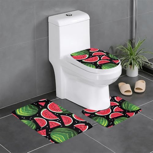 Wassermelone 3-teiliges Badezimmerteppich-Set – WC-Bodenteppich, Badewanne, Dusche, waschbare Matten – bequeme und langlebige Badteppiche Wassermelone 3-teiliges Badezimmerteppich-Set – WC-Bodenteppich, Badewanne, Dusche, waschbare Matten – bequeme und langlebige Badteppiche von JaoXer