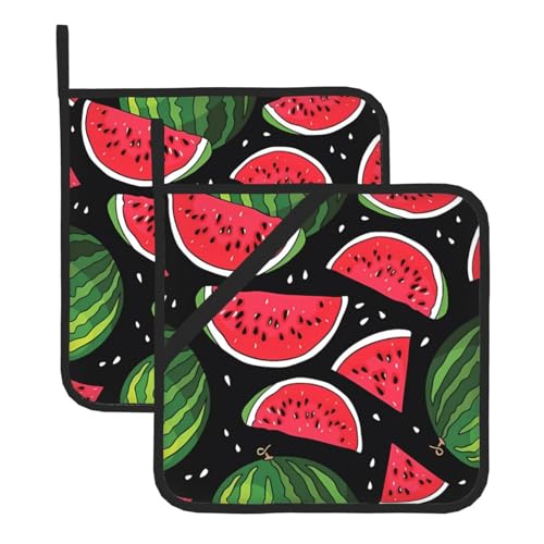 Wassermelonen-Topflappen-Sets für Küche und Grill, hitzebeständige Hotpads und Topflappen, perfekt zum Backen, Grillen Wassermelonen-Topflappen-Sets für Küche und Grill, hitzebeständige Hotpads und Topflappen, perfekt zum Backen, Grillen von JaoXer