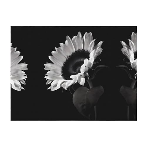Weiche, gemütliche Flanelldecke, 152,4 x 127 cm, Sonnenblumen-Schwarz-Grau, bedruckter Überwurf für Bett, Sofa und Reisen, leicht, hypoallergen Weiche, gemütliche Flanelldecke, 152,4 x 127 cm, Sonnenblumen-Schwarz-Grau, bedruckter Überwurf für Bett, Sofa und Reisen, leicht, hypoallergen von JaoXer