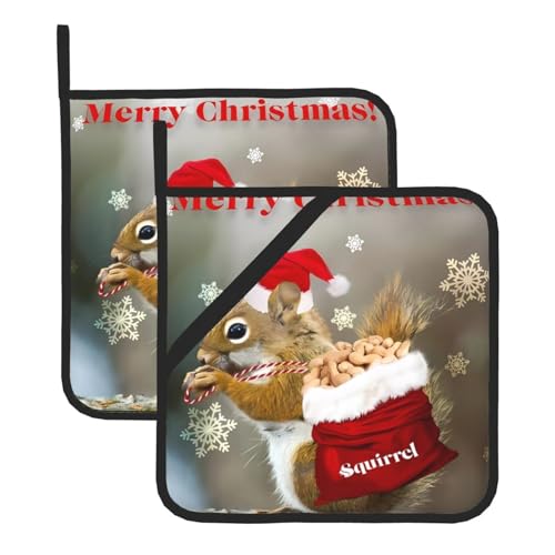 Weihnachts-Eichhörnchen-Topfhalter-Sets für Küche und Grill, hitzebeständige Hotpads und Topflappen, perfekt zum Backen, Grillen Weihnachts-Eichhörnchen-Topfhalter-Sets für Küche und Grill, hitzebeständige Hotpads und Topflappen, perfekt zum Backen, Grillen von JaoXer