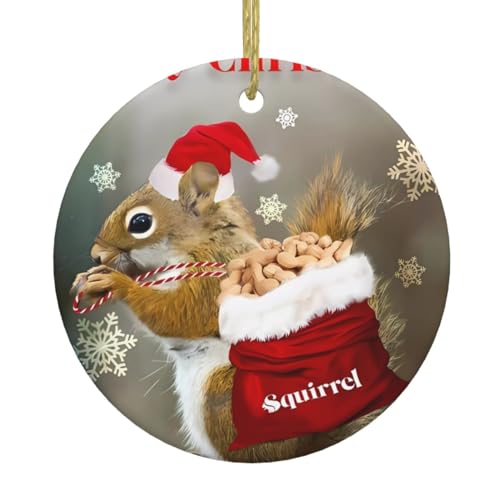 Weihnachts-Eichhörnchen-Weihnachtsbaumschmuck aus Keramik, festliche, runde hängende Dekoration für Weihnachten, Feiertage, Hochzeiten und mehr Weihnachts-Eichhörnchen-Weihnachtsbaumschmuck aus Keramik, festliche, runde hängende Dekoration für Weihnachten, Feiertage, Hochzeiten und mehr von JaoXer