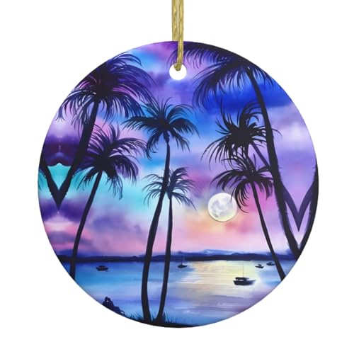 Weihnachtsbaumschmuck aus Keramik mit Palmenmuster, festliche, runde hängende Dekoration für Weihnachten, Feiertage, Hochzeiten und mehr Weihnachtsbaumschmuck aus Keramik mit Palmenmuster, festliche, runde hängende Dekoration für Weihnachten, Feiertage, Hochzeiten und mehr von JaoXer