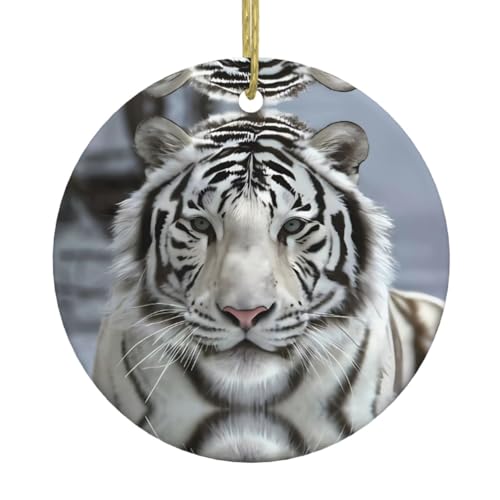 Weißer Tiger Keramik-Weihnachtsbaumschmuck – festliche, runde hängende Dekoration für Weihnachten, Feiertage, Hochzeiten und mehr Weißer Tiger Keramik-Weihnachtsbaumschmuck – festliche, runde hängende Dekoration für Weihnachten, Feiertage, Hochzeiten und mehr von JaoXer