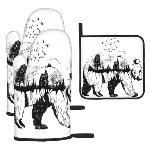 Wildlife handgezeichnete Ofenhandschuhe, Topflappen-Set, 3-teilig, hitzebeständig, perfekt zum Backen, Grillen und Mikrowellenofen Wildlife handgezeichnete Ofenhandschuhe, Topflappen-Set, 3-teilig, hitzebeständig, perfekt zum Backen, Grillen und Mikrowellenofen von JaoXer