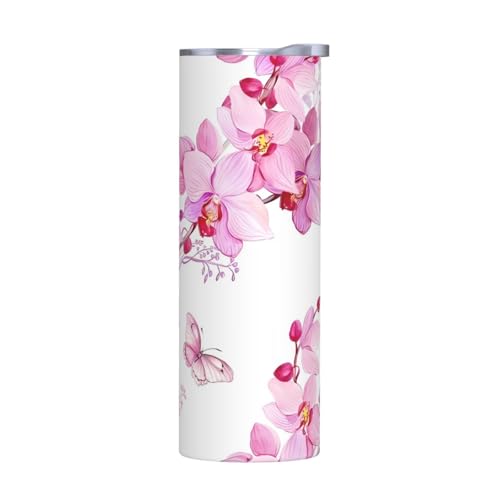Without Accessories Edelstahlbecher mit Deckel, 590 ml, Motiv: rosa Blumen und Schmetterlinge, perfekt für Sport, Büro und Zuhause Without Accessories Edelstahlbecher mit Deckel, 590 ml, Motiv: rosa Blumen und Schmetterlinge, perfekt für Sport, Büro und Zuhause von JaoXer
