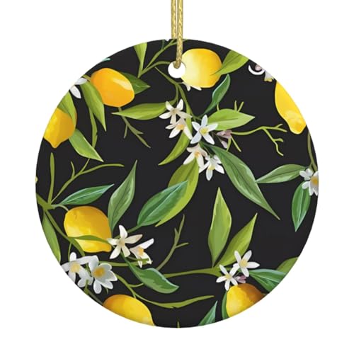 Zitrone und Blume Weihnachtsbaum Keramik hängende dekorative Ornamente für Weihnachten, Feiertage - Wandhalterung Dekor für Zuhause, Partys Zitrone und Blume Weihnachtsbaum Keramik hängende dekorative Ornamente für Weihnachten, Feiertage - Wandhalterung Dekor für Zuhause, Partys von JaoXer
