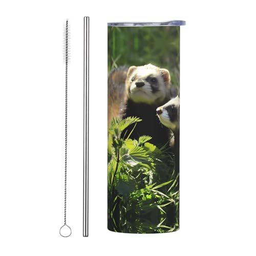 Zweiteiliges Trinkhalm-Set, Edelstahlbecher mit Deckel, 590 ml, Frettchen-Druck, isolierte Wasserflasche, perfekt für Sport, Büro und Zuhause Zweiteiliges Trinkhalm-Set, Edelstahlbecher mit Deckel, 590 ml, Frettchen-Druck, isolierte Wasserflasche, perfekt für Sport, Büro und Zuhause von JaoXer