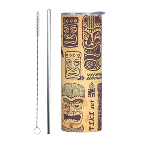 Zweiteiliges Trinkhalm-Set aus Edelstahl mit Deckel, 590 ml, Aloha-Tiki-Muster, isolierte Wasserflasche, perfekt für Sport, Büro und Zuhause Zweiteiliges Trinkhalm-Set aus Edelstahl mit Deckel, 590 ml, Aloha-Tiki-Muster, isolierte Wasserflasche, perfekt für Sport, Büro und Zuhause von JaoXer