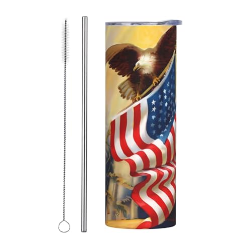 Zweiteiliges Trinkhalm-Set aus Edelstahl mit Deckel, 590 ml, Motiv: Amerikanische USA-Flagge, Adler, Kunstdruck, isolierte Wasserflasche, perfekt für Sport, Büro und Zuhause Zweiteiliges Trinkhalm-Set aus Edelstahl mit Deckel, 590 ml, Motiv: Amerikanische USA-Flagge, Adler, Kunstdruck, isolierte Wasserflasche, perfekt für Sport, Büro und Zuhause von JaoXer