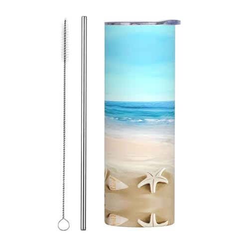 Zweiteiliges Trinkhalm-Set aus Edelstahl mit Deckel, 590 ml, Muschel-Sanddruck, isolierte Wasserflasche, perfekt für Sport, Büro und Zuhause Zweiteiliges Trinkhalm-Set aus Edelstahl mit Deckel, 590 ml, Muschel-Sanddruck, isolierte Wasserflasche, perfekt für Sport, Büro und Zuhause von JaoXer