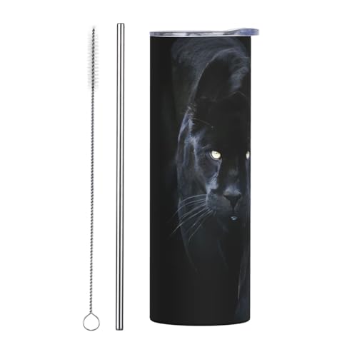 Zweiteiliges Trinkhalm-Set aus Edelstahl mit Deckel, 590 ml, Panther mit blauen Augen, isolierte Wasserflasche, perfekt für Sport, Büro und Zuhause Zweiteiliges Trinkhalm-Set aus Edelstahl mit Deckel, 590 ml, Panther mit blauen Augen, isolierte Wasserflasche, perfekt für Sport, Büro und Zuhause von JaoXer
