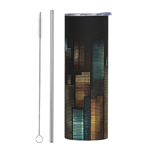 Zweiteiliges Trinkhalm-Set aus Edelstahl mit Deckel, 590 ml, Stadtlicht-Druck, isolierte Wasserflasche, perfekt für Sport, Büro und Zuhause Zweiteiliges Trinkhalm-Set aus Edelstahl mit Deckel, 590 ml, Stadtlicht-Druck, isolierte Wasserflasche, perfekt für Sport, Büro und Zuhause von JaoXer