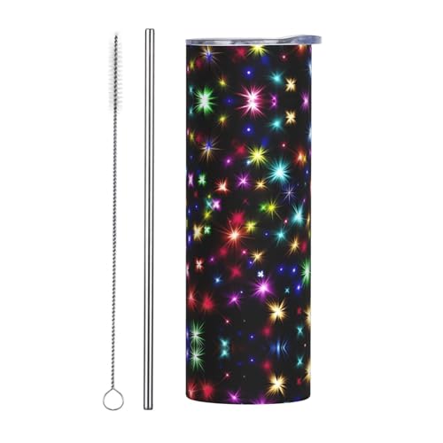 Zweiteiliges Trinkhalm-Set aus Edelstahl mit Deckel, 590 ml, leuchtend schöner, farbenfroher Kunstdruck, isolierte Wasserflasche, perfekt für Sport, Büro und Zuhause Zweiteiliges Trinkhalm-Set aus Edelstahl mit Deckel, 590 ml, leuchtend schöner, farbenfroher Kunstdruck, isolierte Wasserflasche, perfekt für Sport, Büro und Zuhause von JaoXer