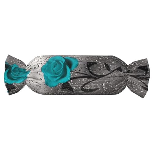 Zylindrisches Kissen in Süßigkeitenform, verstellbare Nackenstütze, Plüsch-Körperkissen mit weichem blaugrünem Rosen-Blumendruck-Design Zylindrisches Kissen in Süßigkeitenform, verstellbare Nackenstütze, Plüsch-Körperkissen mit weichem blaugrünem Rosen-Blumendruck-Design von JaoXer