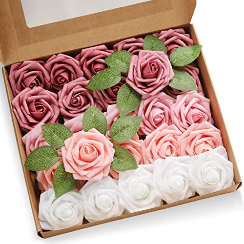 JaosWish Künstliche Rosen, echte Haptik, Schaumstoffrosen, für Hochzeitssträuße, Heimdekoration, 25 Stück von JaosWish