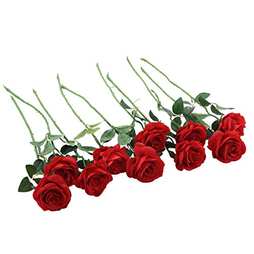 Künstliche Blumen Rosen, 12 PCS Seide Kunstblume Rosen Einzelner Stiel Gefälschte Rose für Hochzeit Hausgarten Party Hotel Büro Dekor von JaosWish