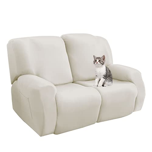 Jaotto 2-Sitzer Stretch Liegestuhlbezug, Liegesesselbezug, Relax-Sofa-Stuhlbezug mit Tasche, Schoner für Liegestuhl, weiße Linie von Jaotto